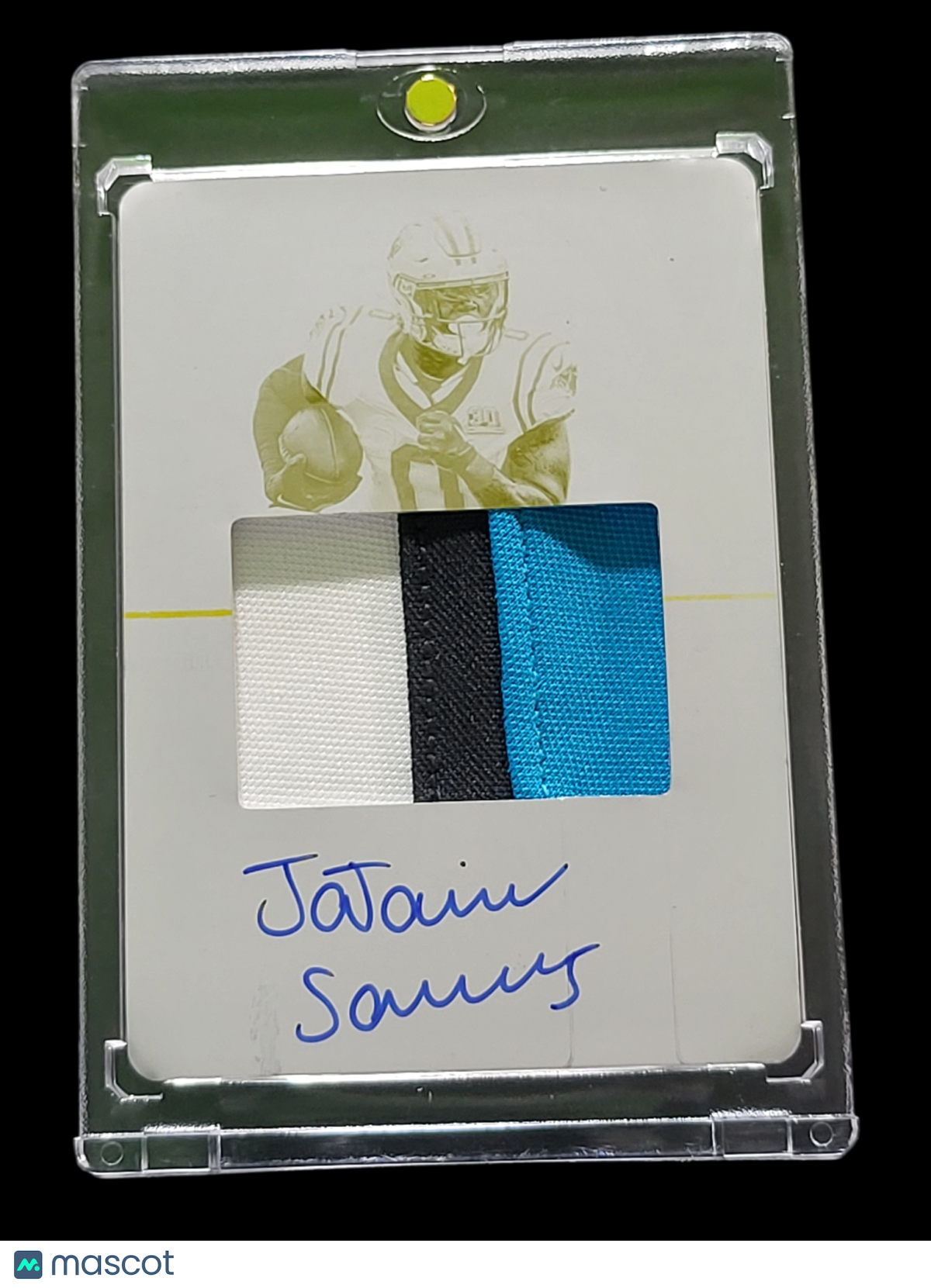 2025 Panini National Ja'Tavion Sanders #182 Yellow Printing Plate Patch