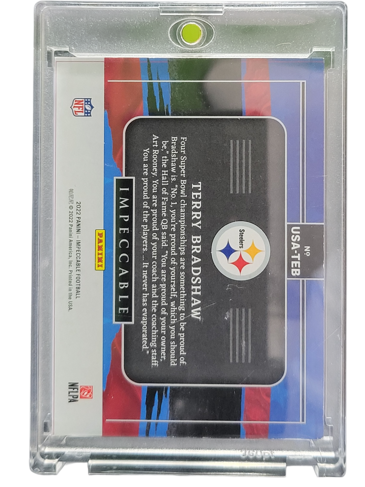 2022 Panini Terry Bradshaw #USA-TEB 19/20 1 Troy Ounce.999 Fine Silver Bar