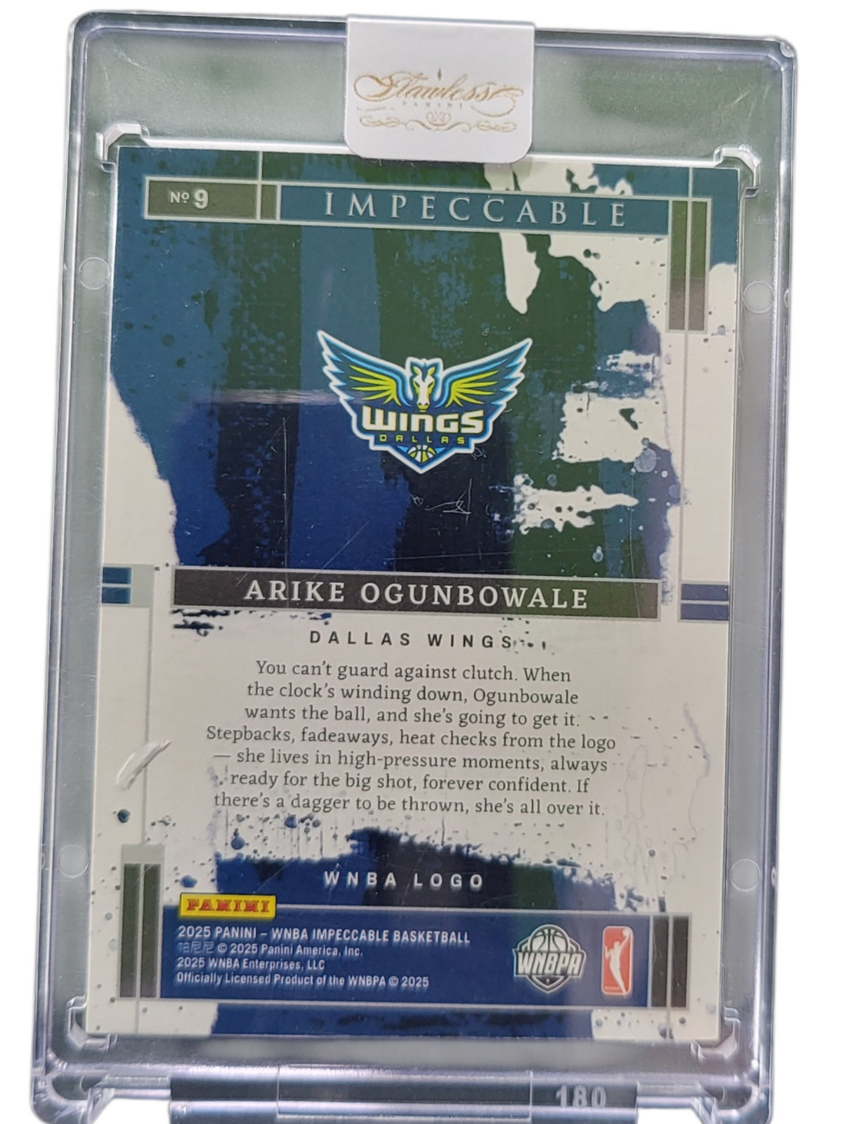 2025 Panini Impeccable Arike Ogunbowale #9 1 Troy Ounce.999 Fine Silver Bar 0.