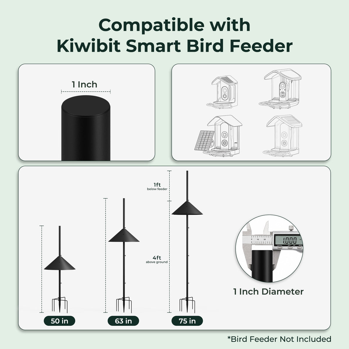 75 Smart Bird Feeder Squirrel-Proof Pole Kit