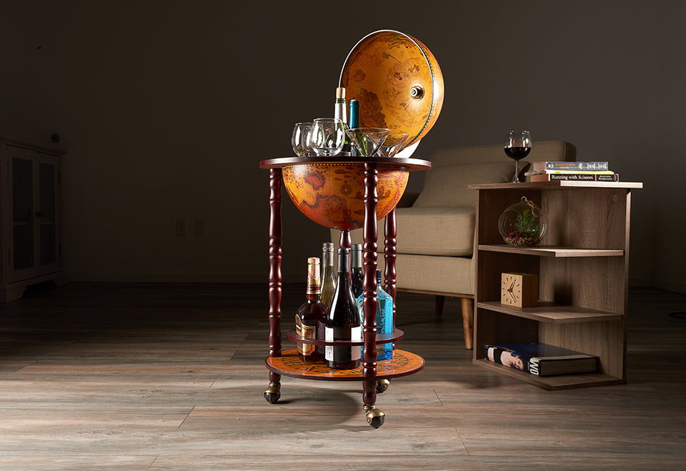 Vintage Globe Bar Cart