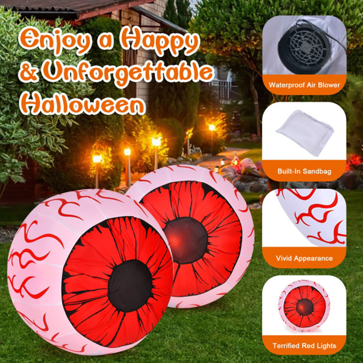 3-Ft. Inflatable Halloween Eyeballs (Set of 2)