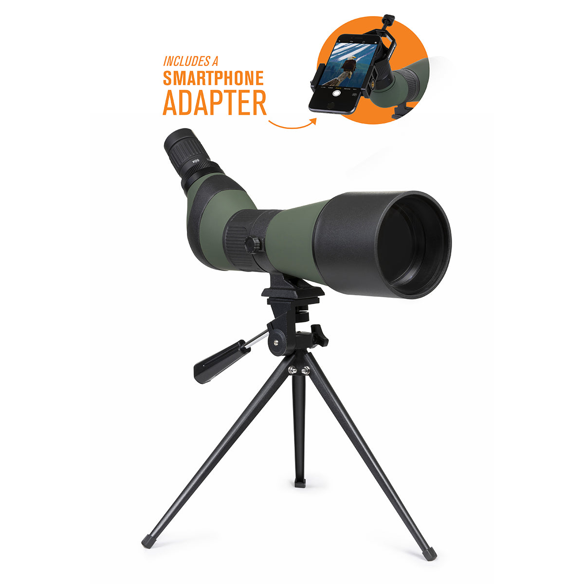 20x-60x Spotting Scope with Smartphone Adapter