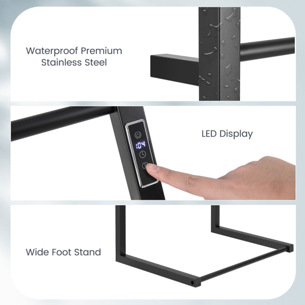 Towel Warmer Rack with LED Display