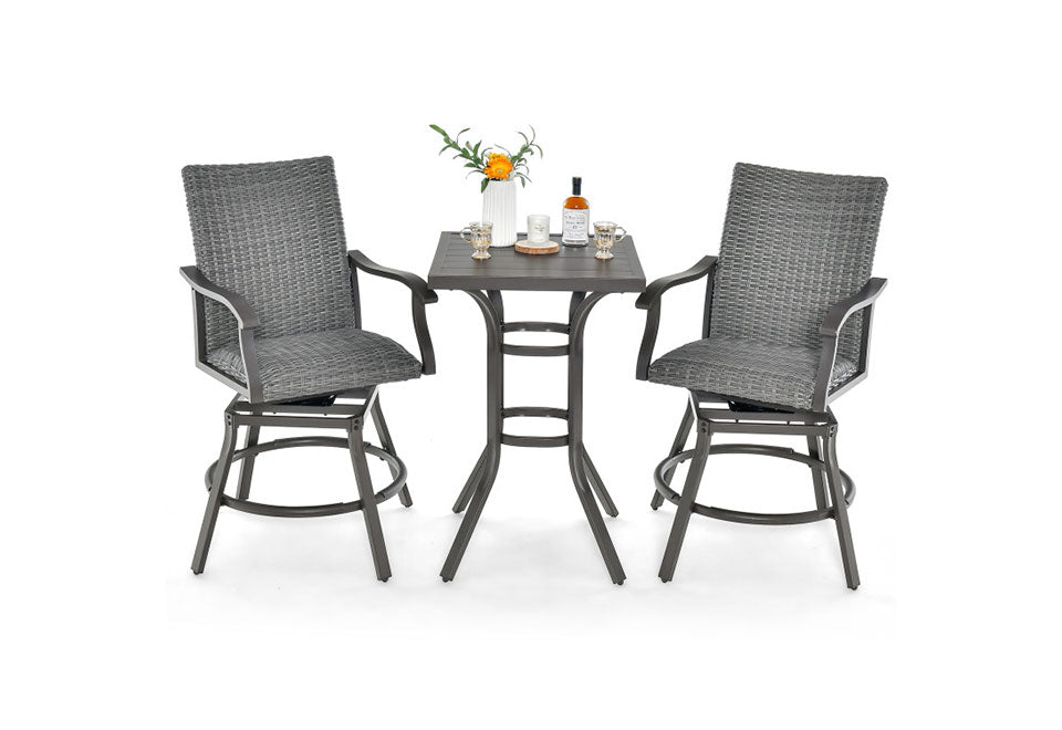 3-Piece Swivel Bar Set with 4D Air Fiber Cushions