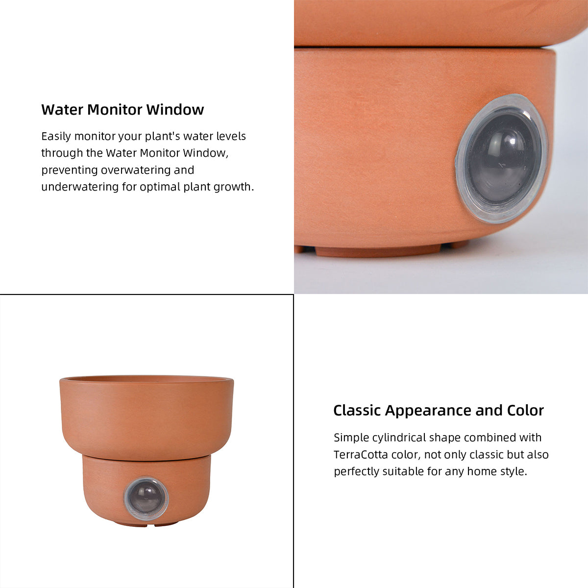 Self-Watering Low Bowl Pot System for Indoor Plants (Set of 2)