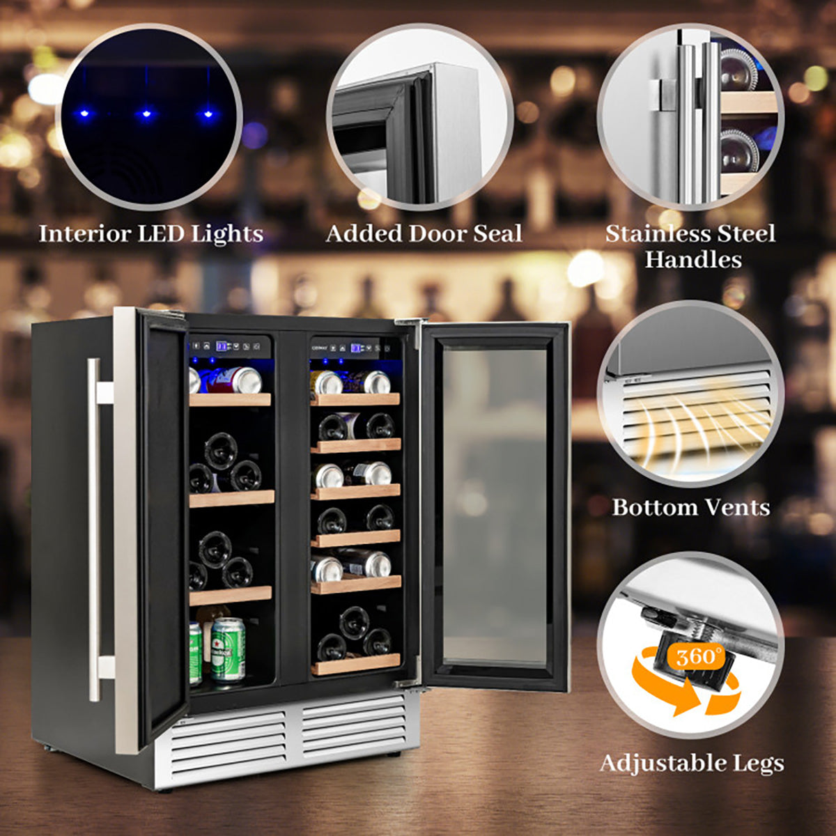 2-in-1 Dual Zone Beverage and Wine Cooler
