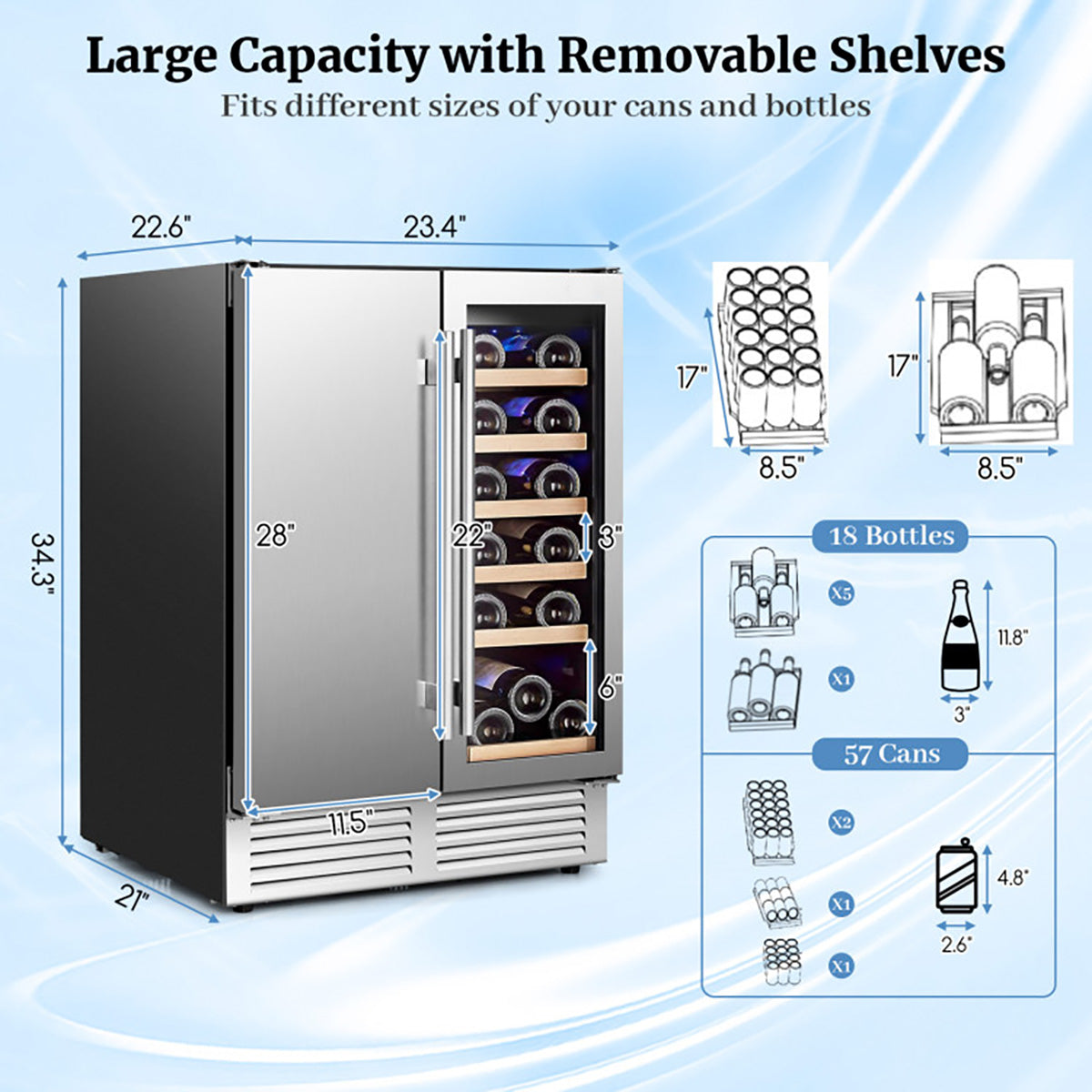 2-in-1 Dual Zone Beverage and Wine Cooler
