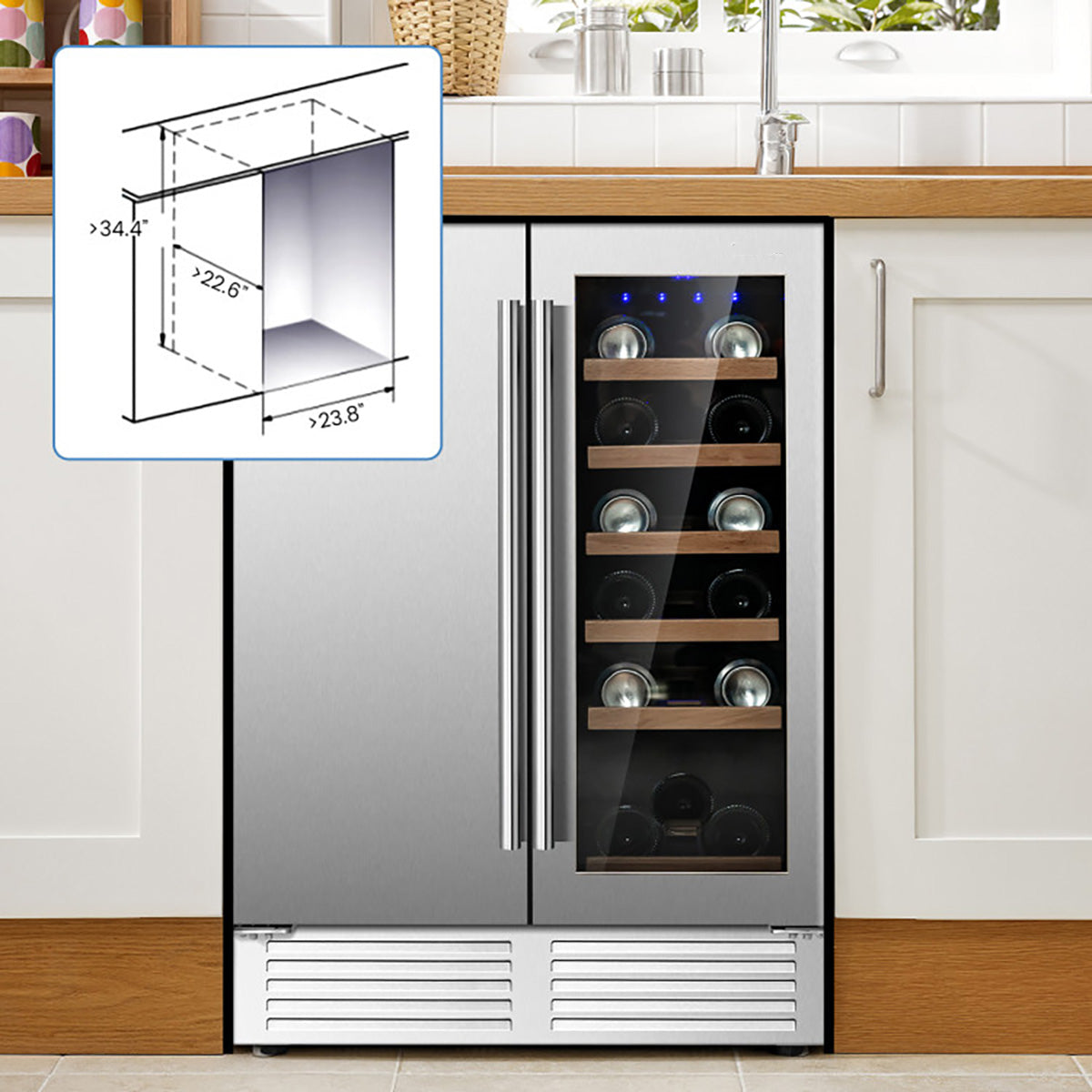 2-in-1 Dual Zone Beverage and Wine Cooler