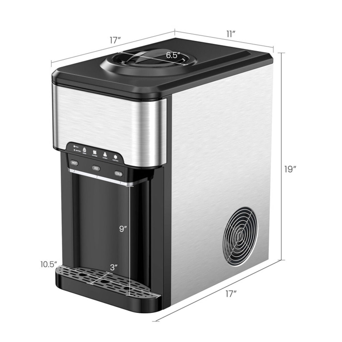 3-in-1 Water Cooler with Built-In Ice Maker