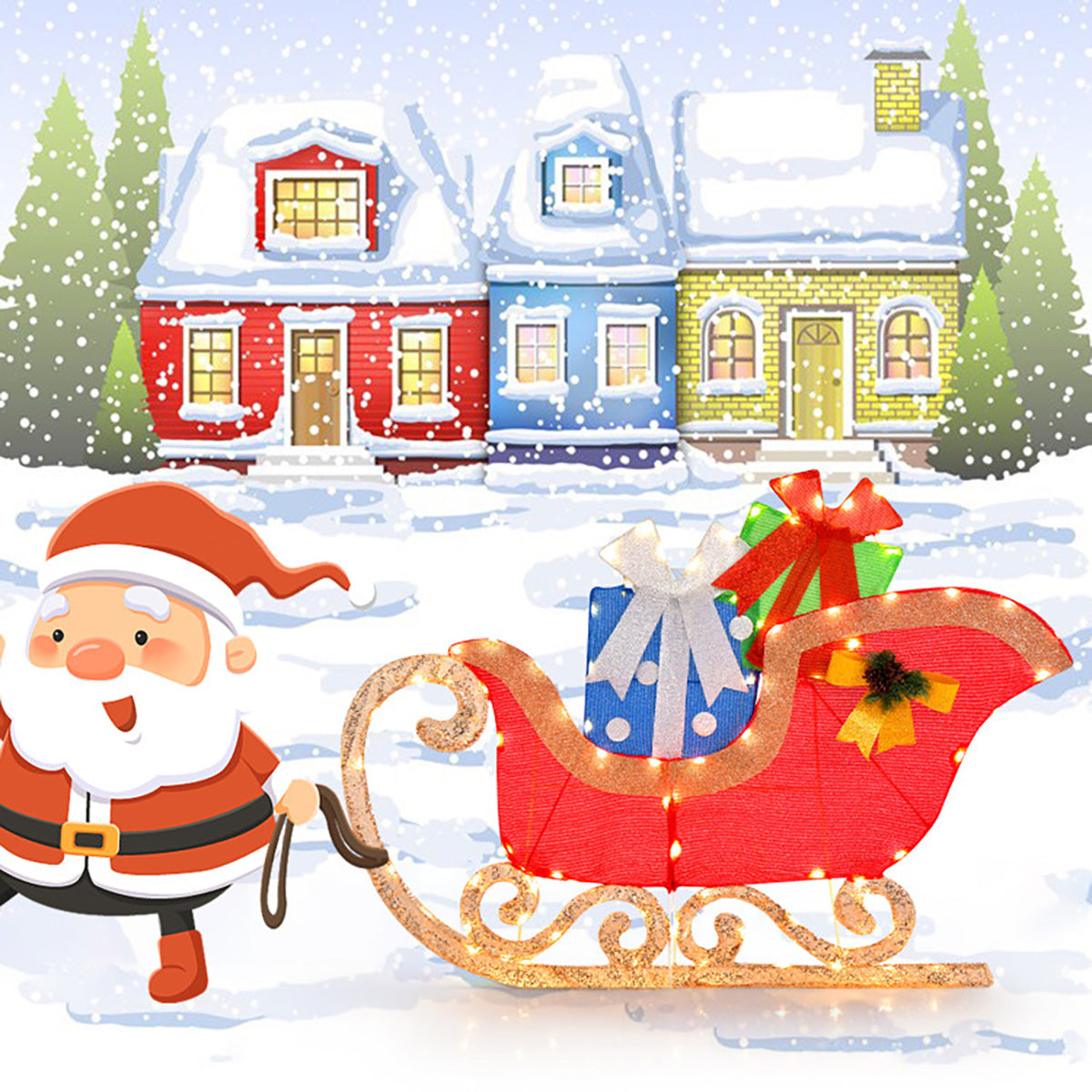 4' Pre-Lit Christmas Sleigh Decoration