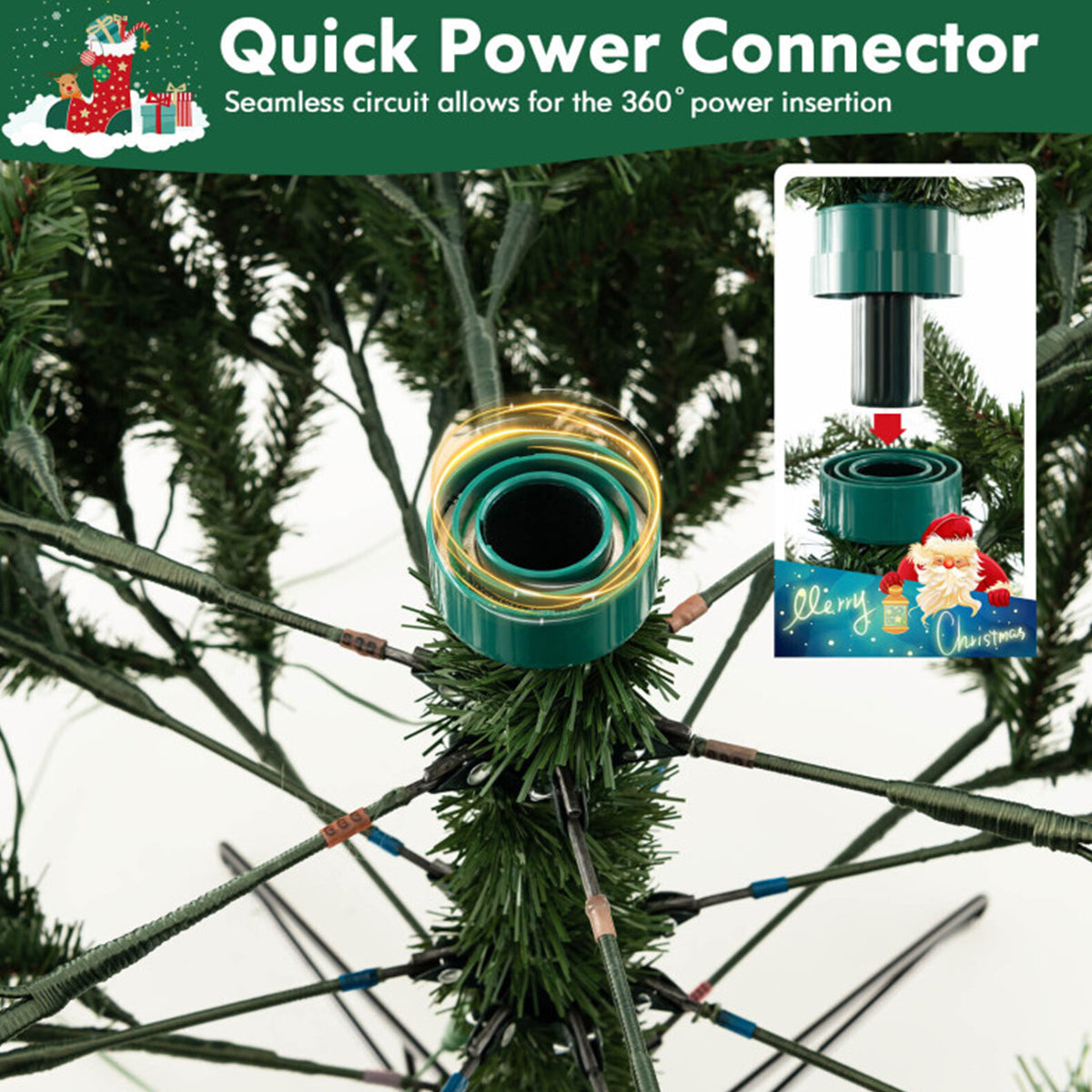 Snowy Tipped Pre-Lit Hinged Christmas Tree with Remote Control