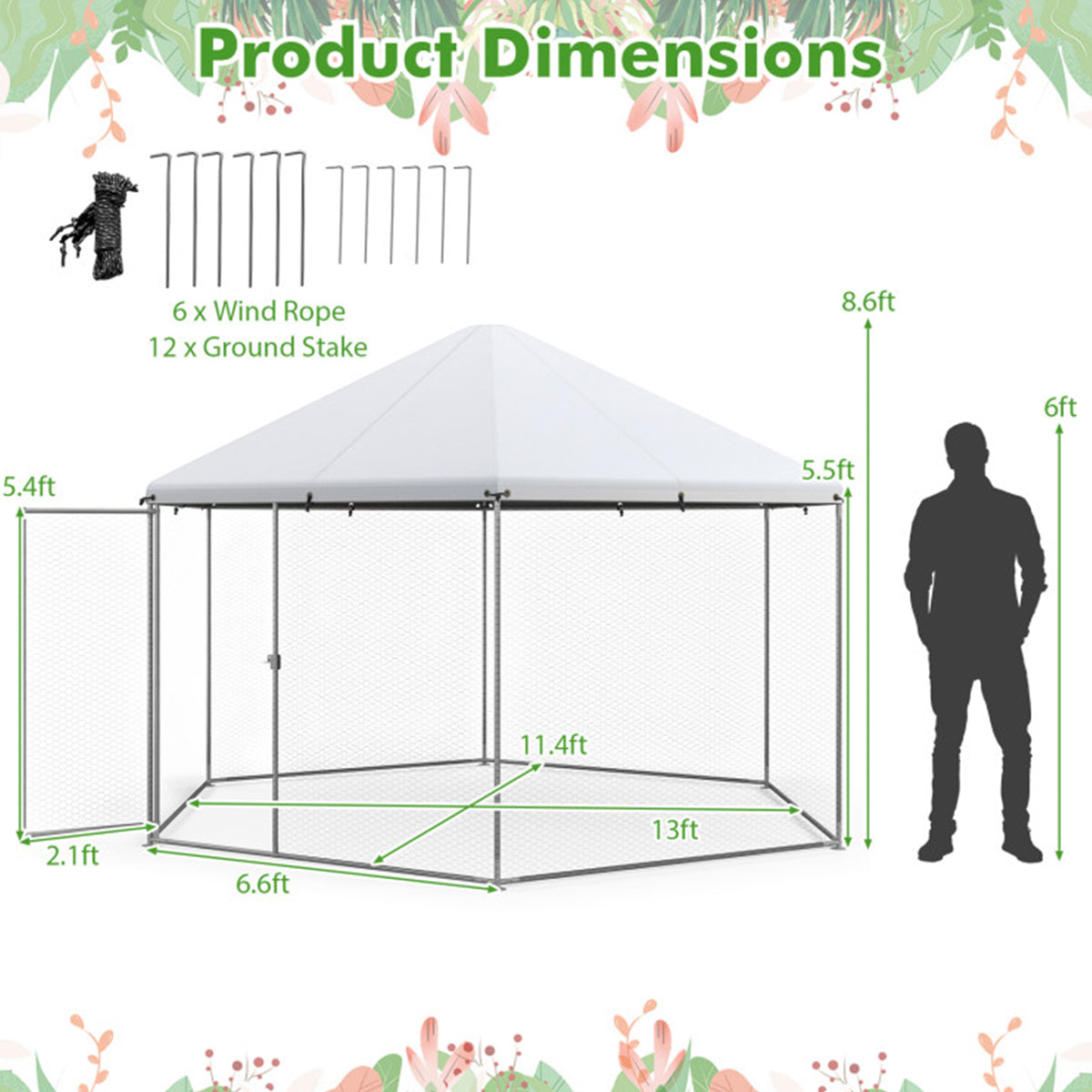 13' Wire Mesh Hexagonal Chicken Coop