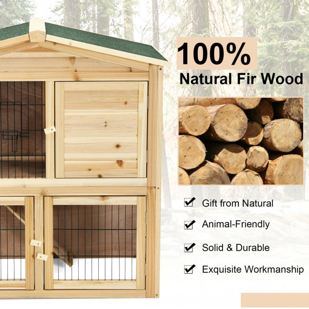 35'' Wooden Chicken Coop with Ramp
