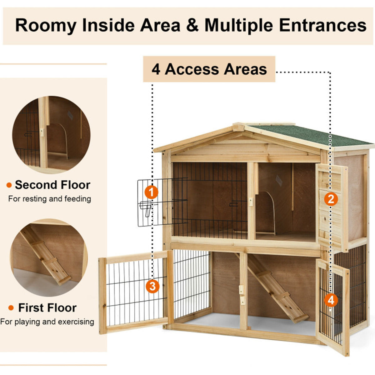 35'' Wooden Chicken Coop with Ramp