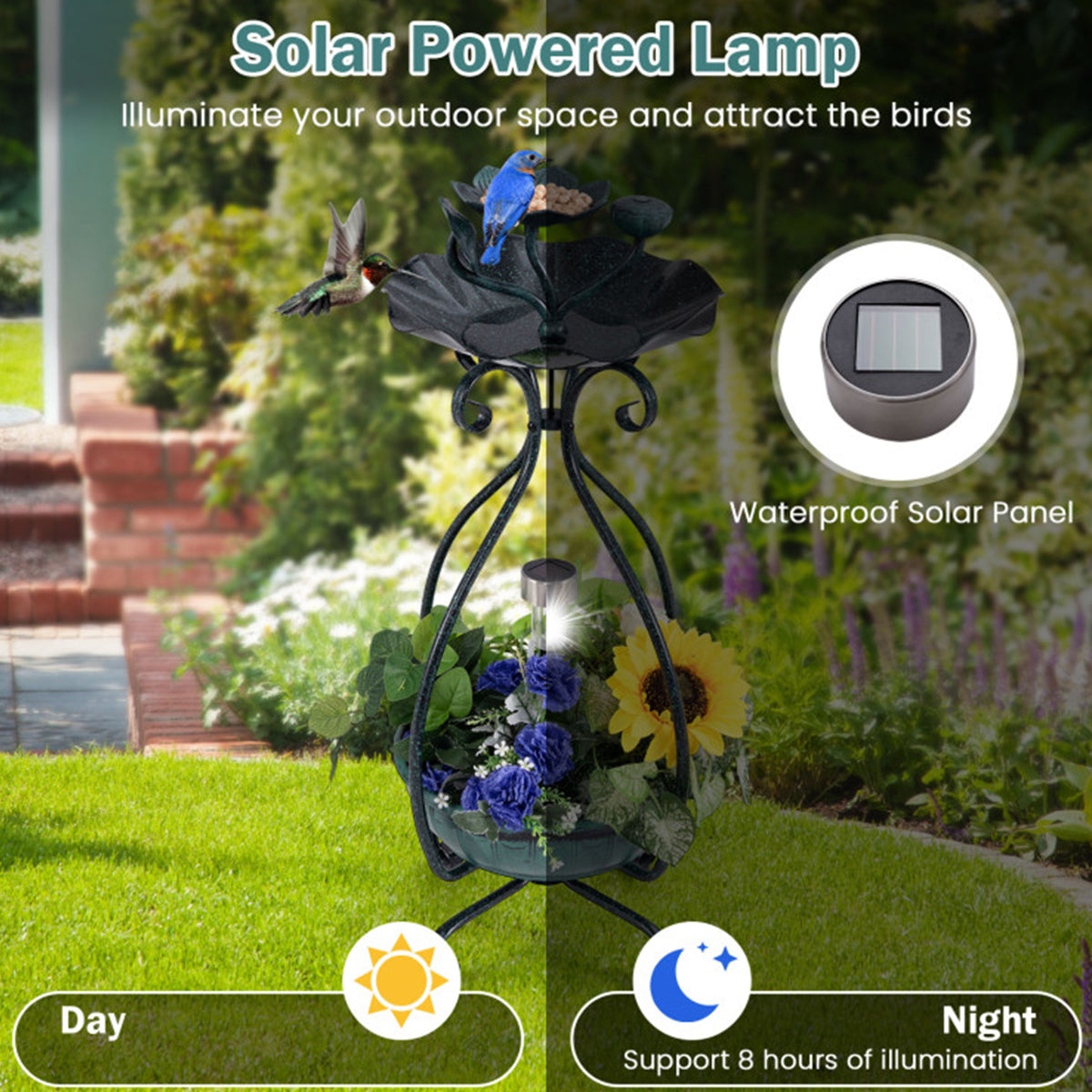 Solar Bird Bath Feeder and Planter