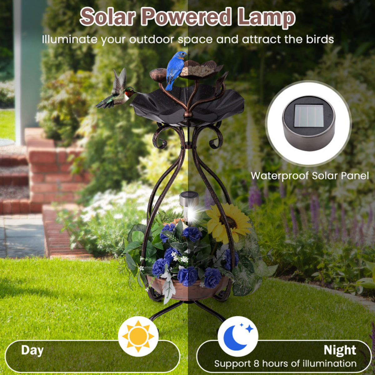 Solar Bird Bath Feeder and Planter
