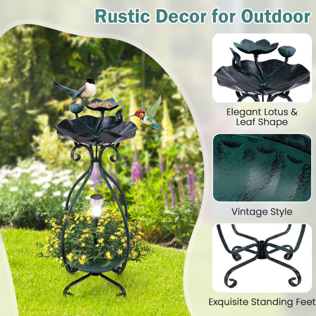Solar Bird Bath Feeder and Planter