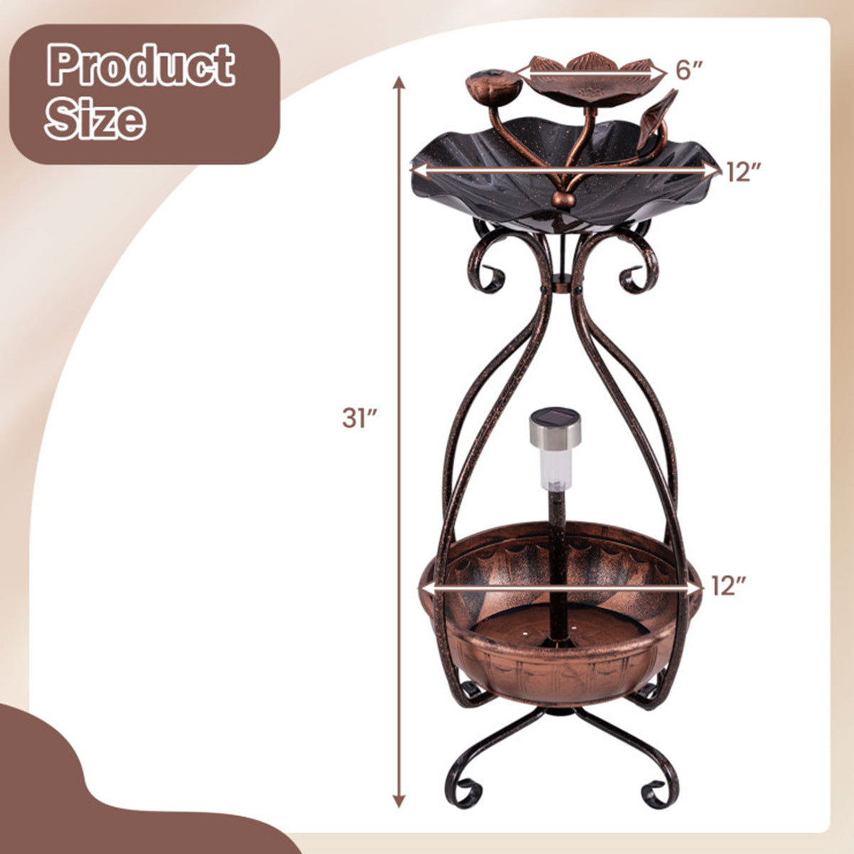 Solar Bird Bath Feeder and Planter