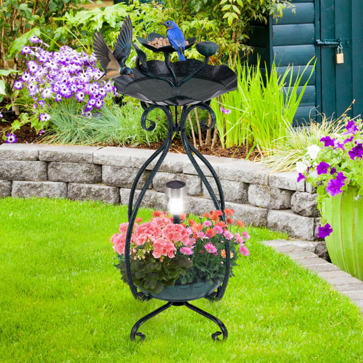 Solar Bird Bath Feeder and Planter