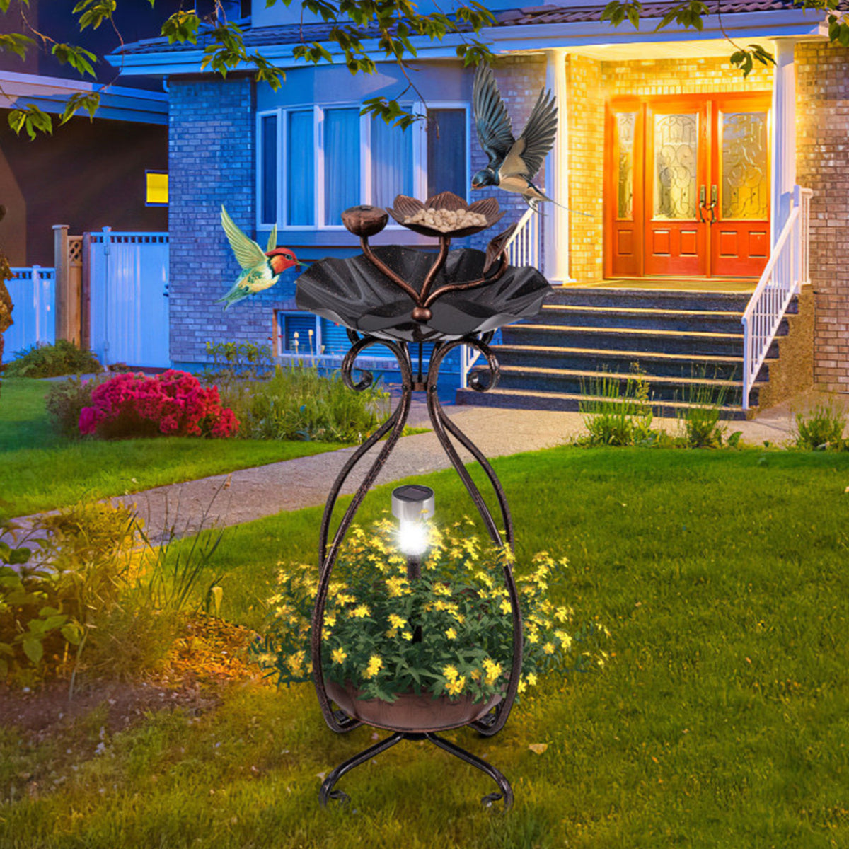 Solar Bird Bath Feeder and Planter
