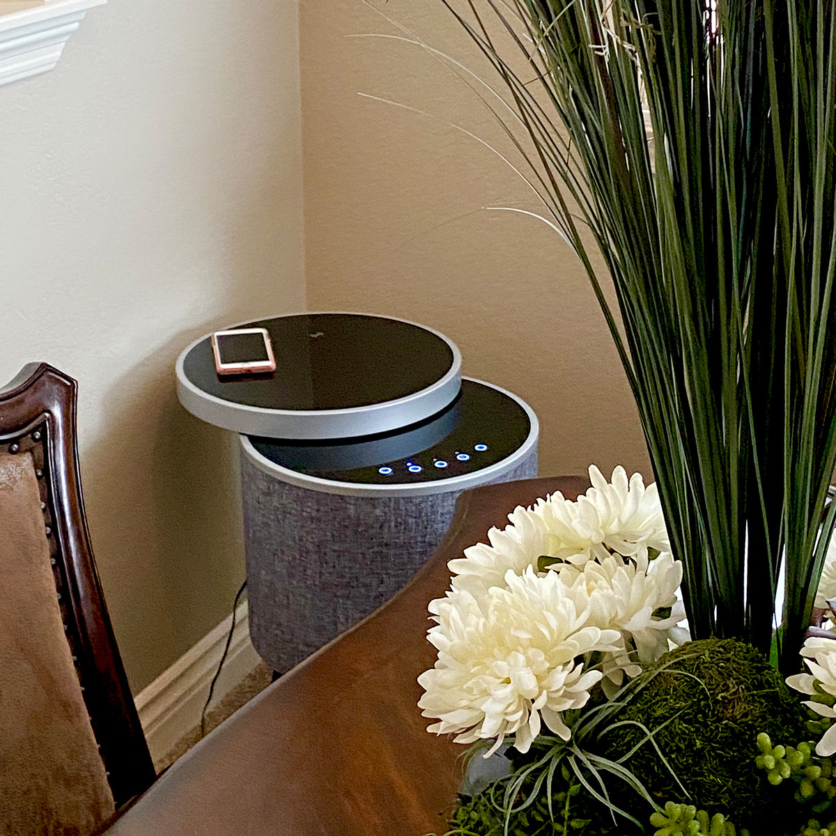 Swivel Top Bluetooth Speaker Side Table with Mood Lighting