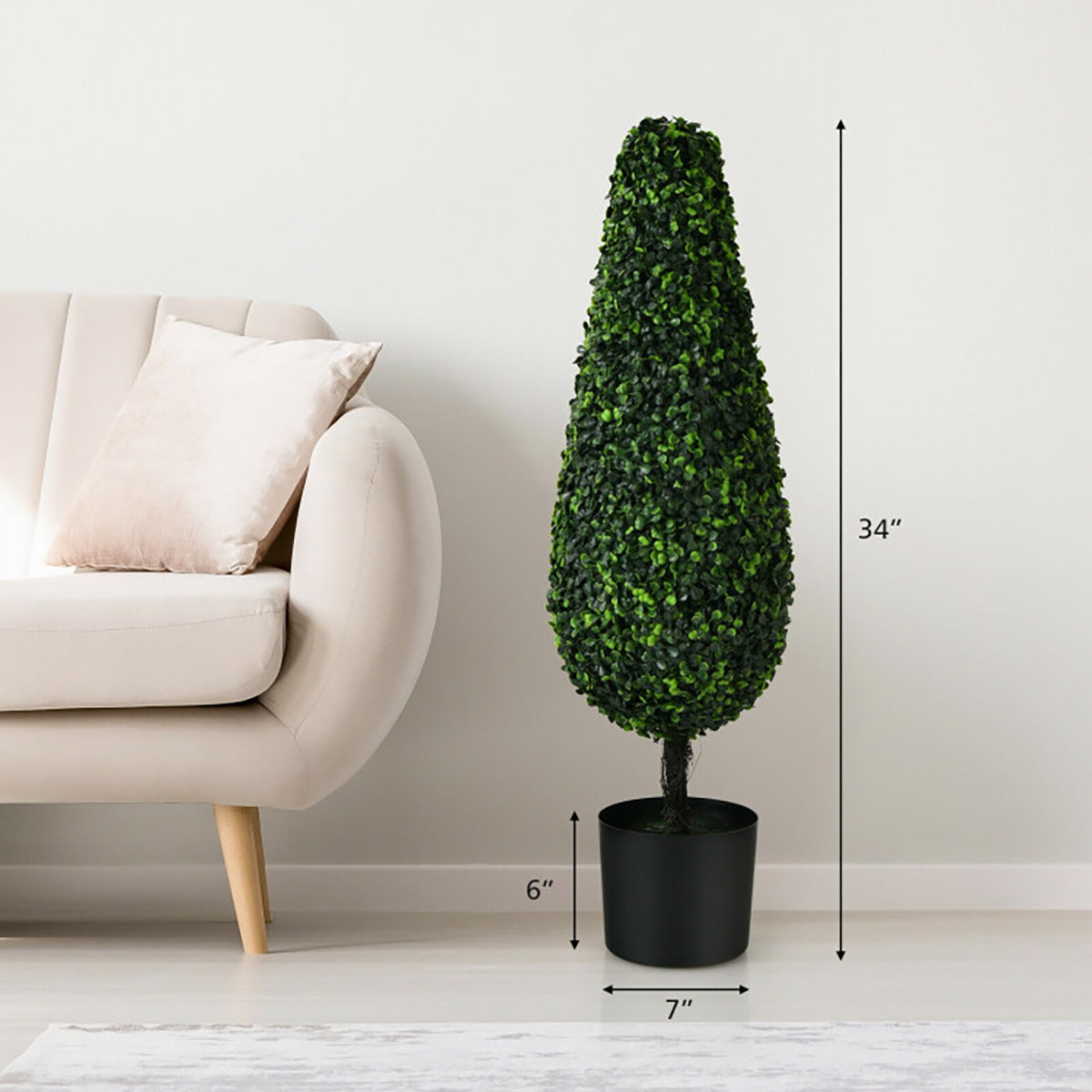 3' Artificial Boxwood Tower Topiary Trees (Set of 2)