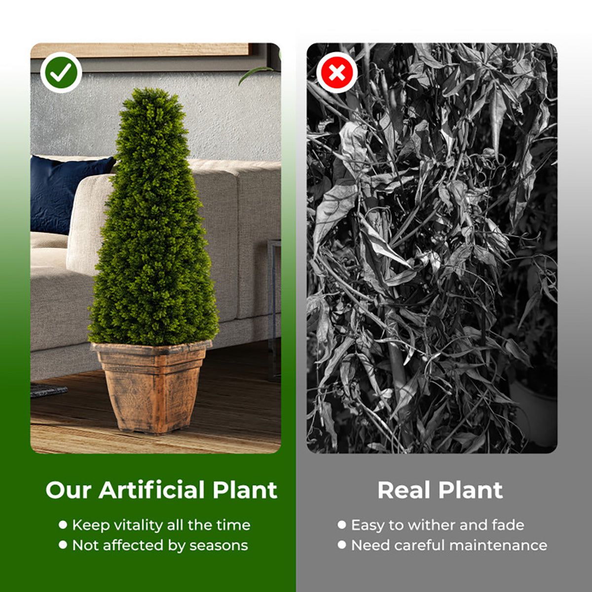 3' Artificial Boxwood Topiary Tree with Cement Flowerpot