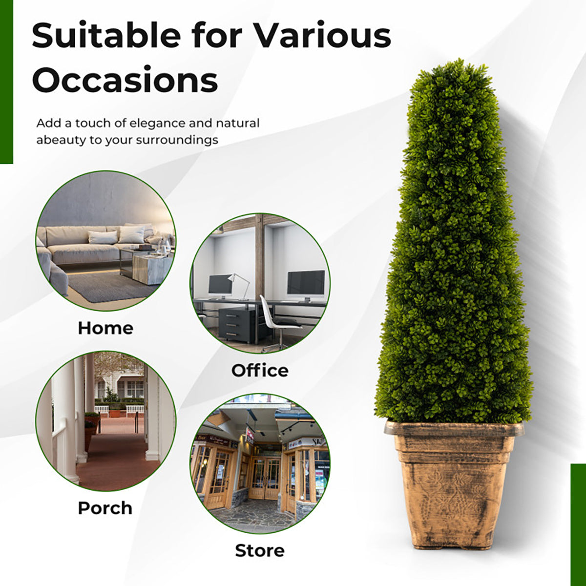 3' Artificial Boxwood Topiary Tree with Cement Flowerpot