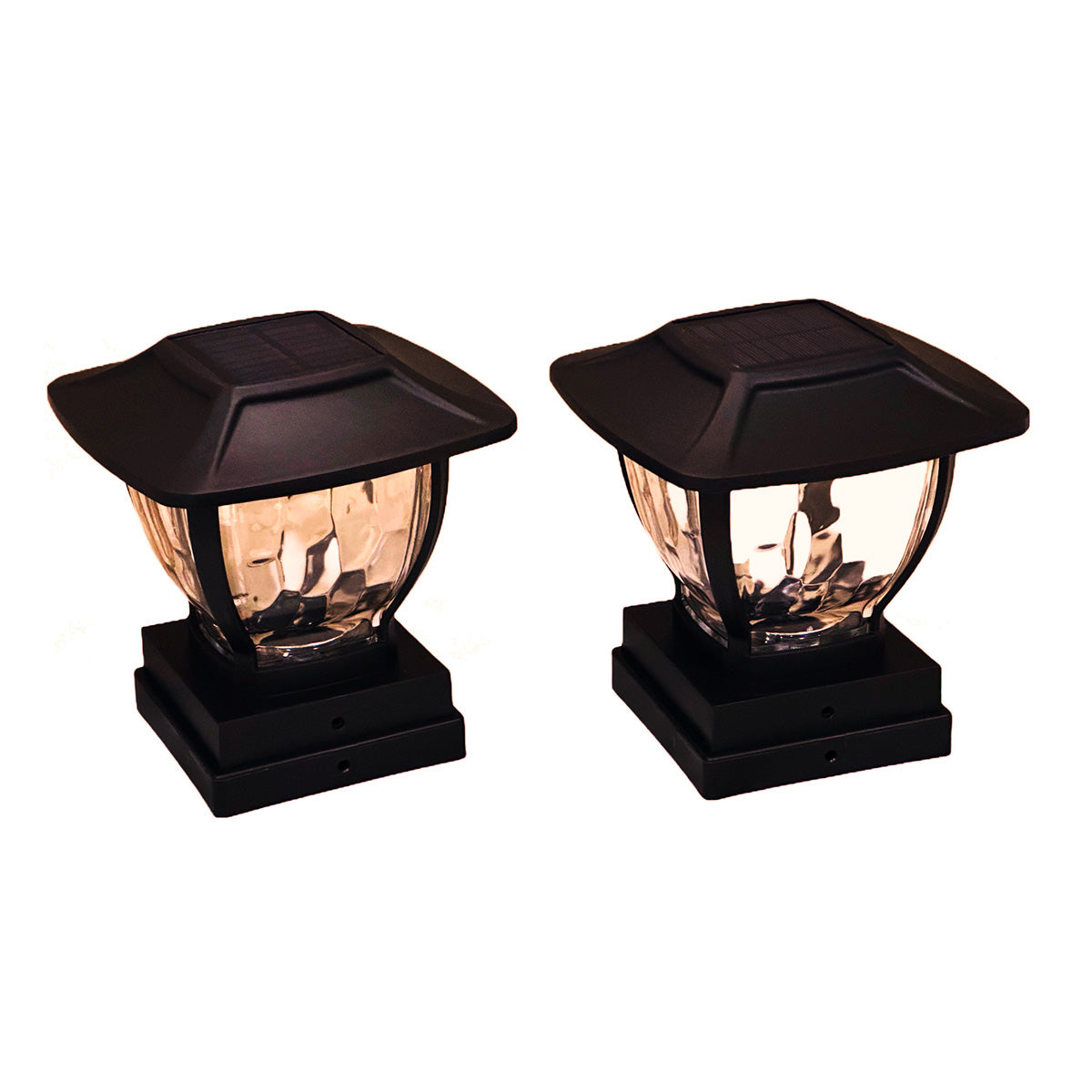 Wave Style Solar Powered Post Lights (Set of 4)