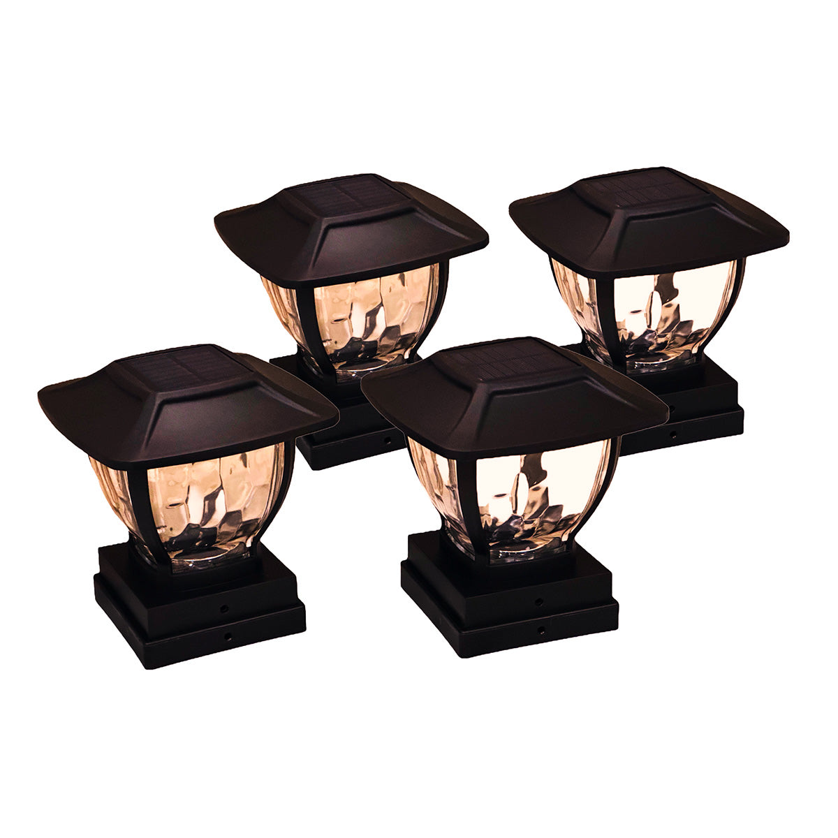 Wave Style Solar Powered Post Lights (Set of 4)