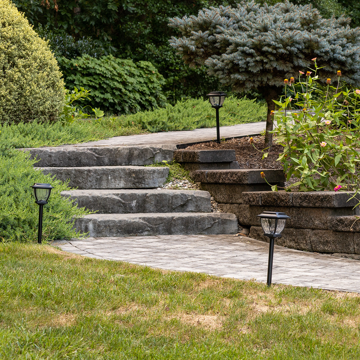 Wave Style Solar Powered Pathway Lights (Set of 2)
