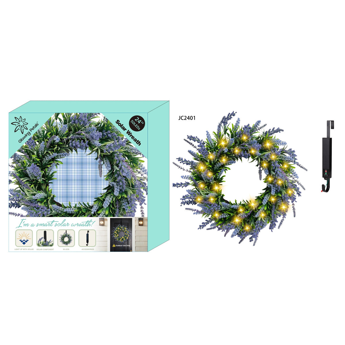 24'' Solar LED Wreath