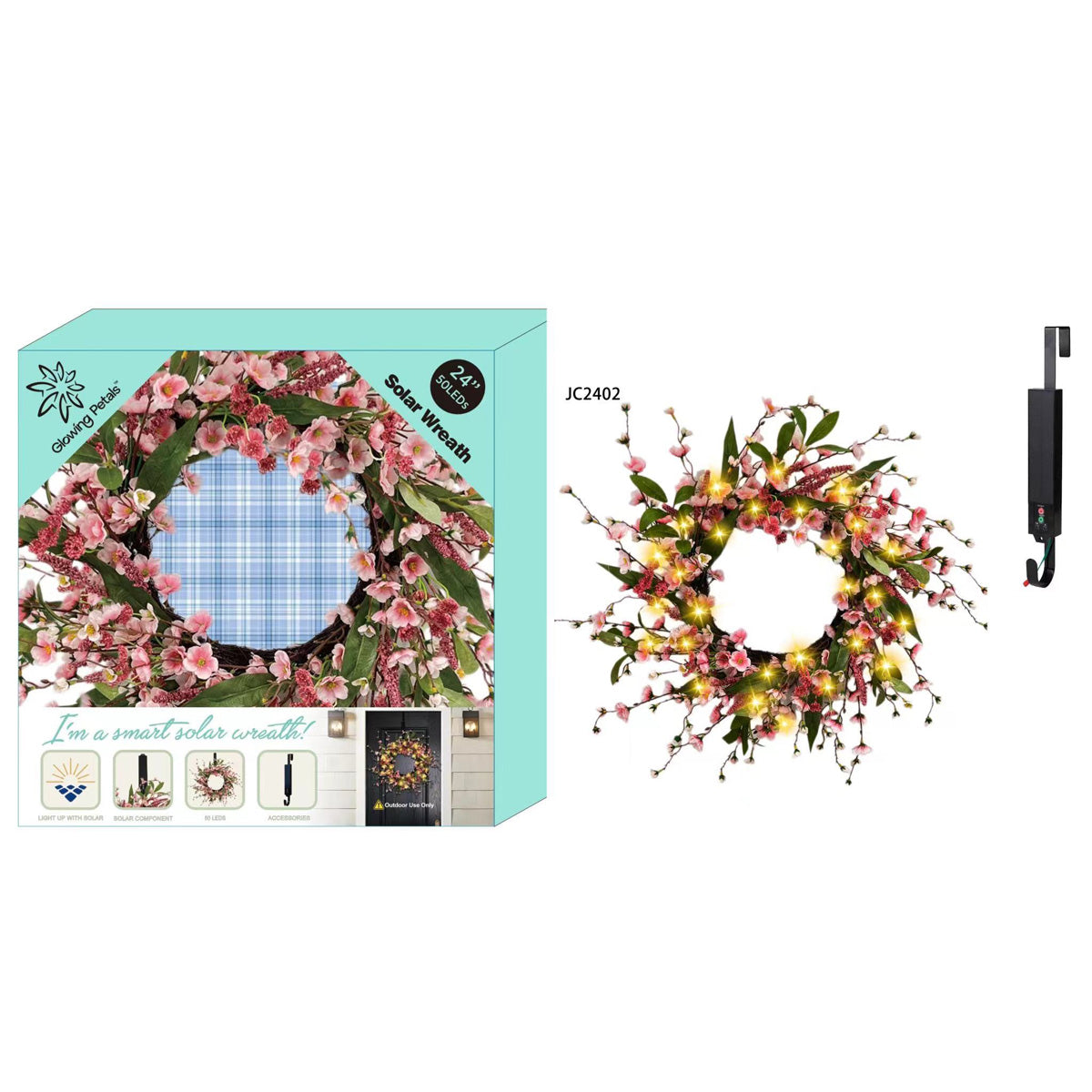 24'' Solar LED Wreath