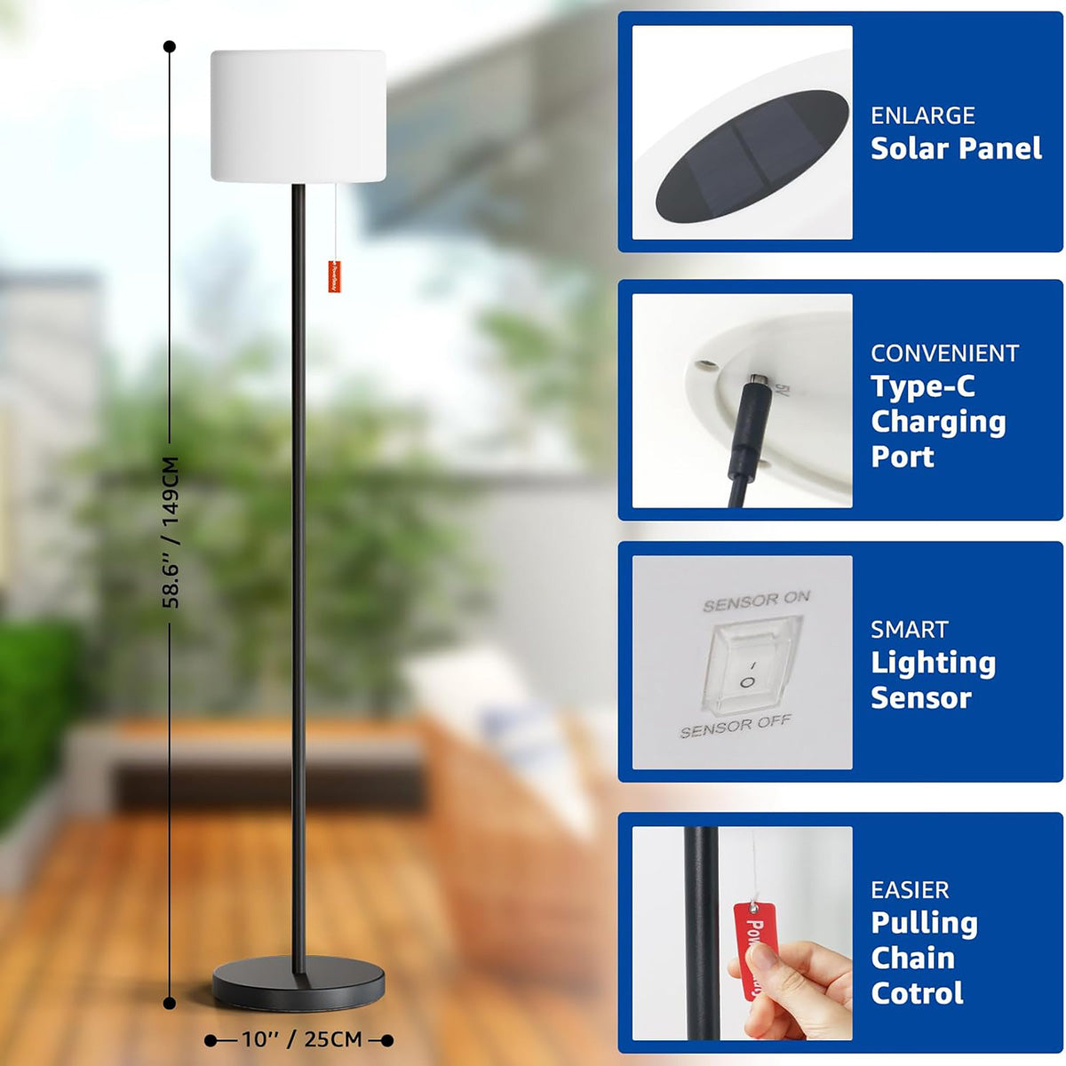 Solar Rechargeable LED Outdoor Floor Lamp