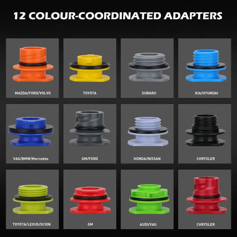Threaded Oil Funnel Adapter Set with Rubber Gaskets and Magnetic Storage, 12-Piece