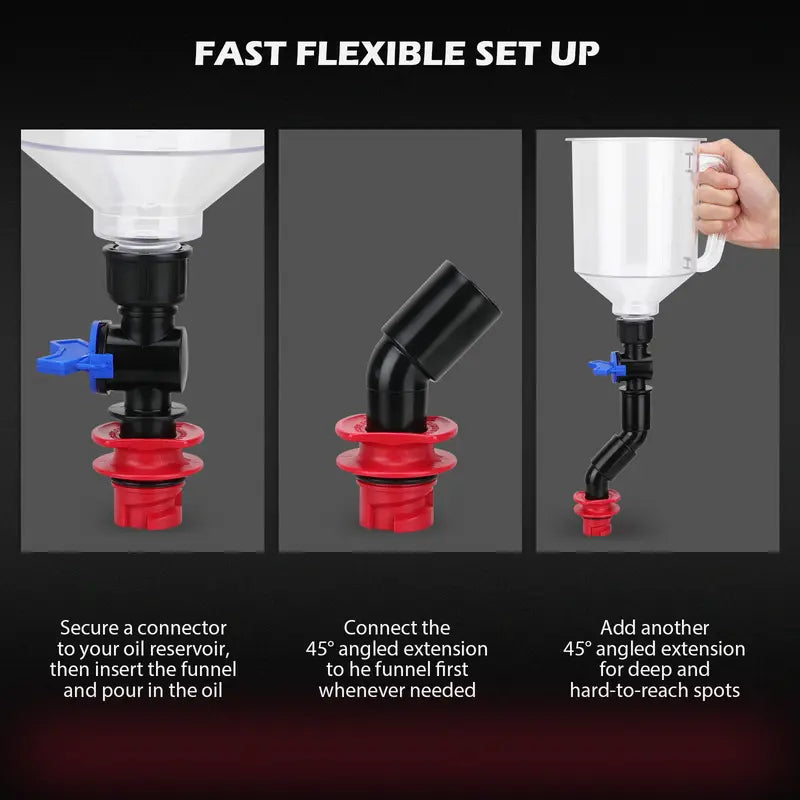 Threaded Oil Funnel Adapter Set with Rubber Gaskets and Magnetic Storage, 12-Piece