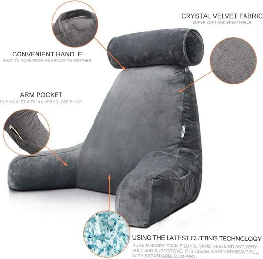 Ultra Plush Reading Bed Pillow with Arm and Back Support