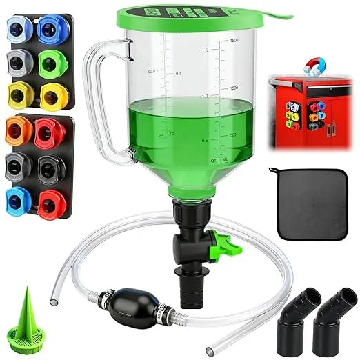 Threaded Oil Funnel Adapter Set with Rubber Gaskets and Magnetic Storage, 12-Piece