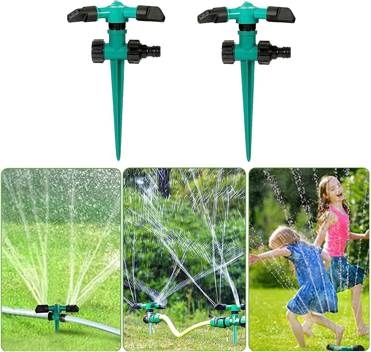Rotating Garden Sprinkler Set with 360 Degree Coverage and Adjustable Spray Angles, 5 Pack