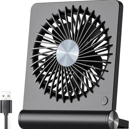 Small Desk Fan, Ultra Quiet USB Fan with 3 Speed Levels and 220° Pivoting Head