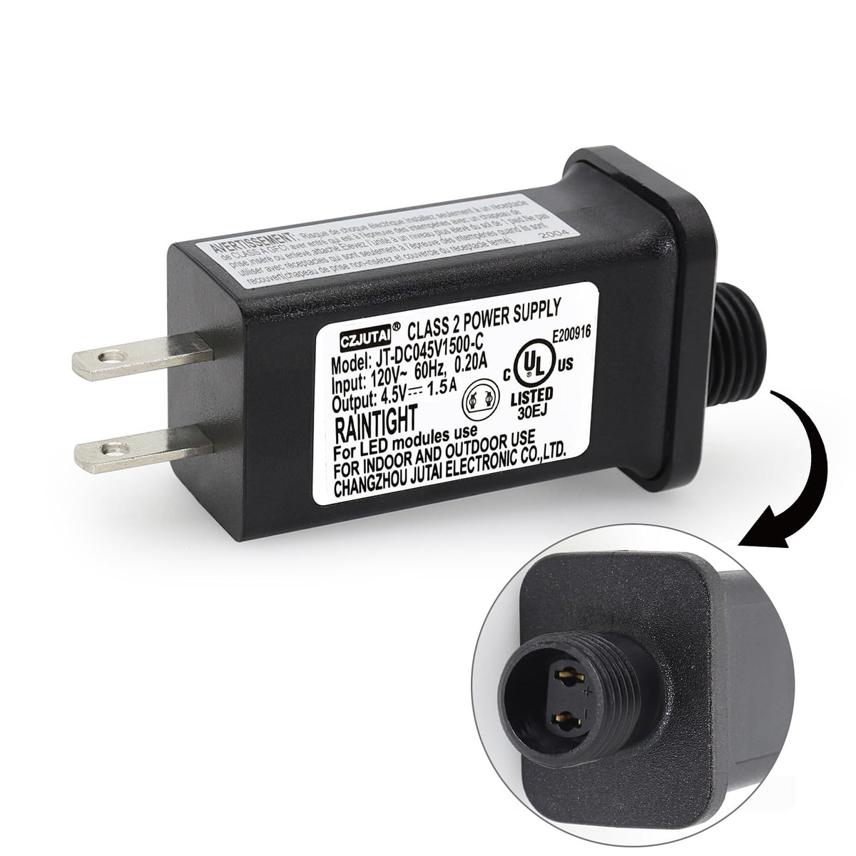 4.5V Power Adapter with 1.5A Constant Output and Overload Protection for Decorations