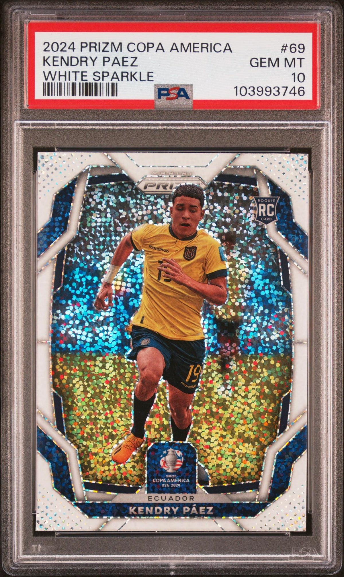 2024 Panini Prizm Conmebol Copa America White Sparkle Kendry Paez #69 PSA 10