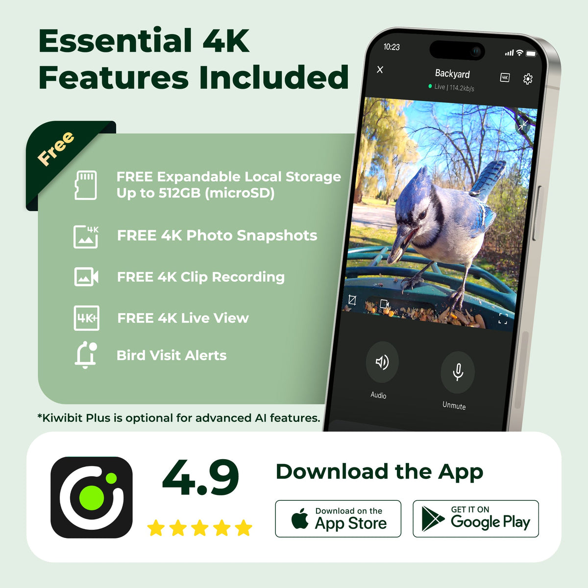 Bird Feeder 4K AI Camera Solar Panel Kit (Lifetime AI Included)