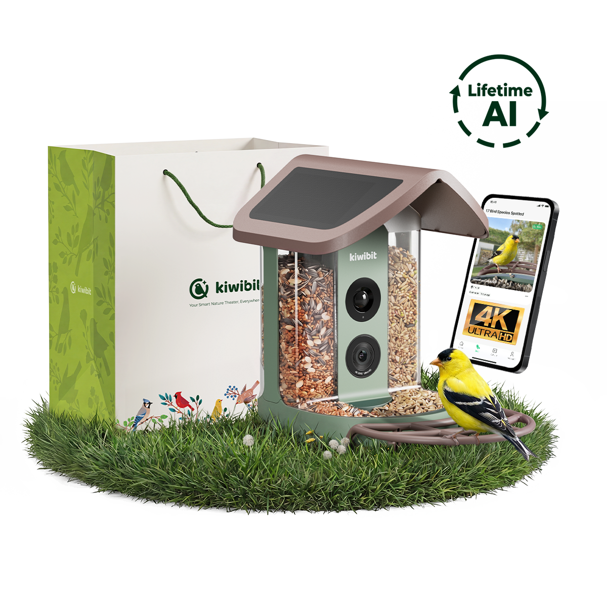 Smart Bird Feeder 2 (Lifetime AI Included) Bundle with Gift Packaging Kit