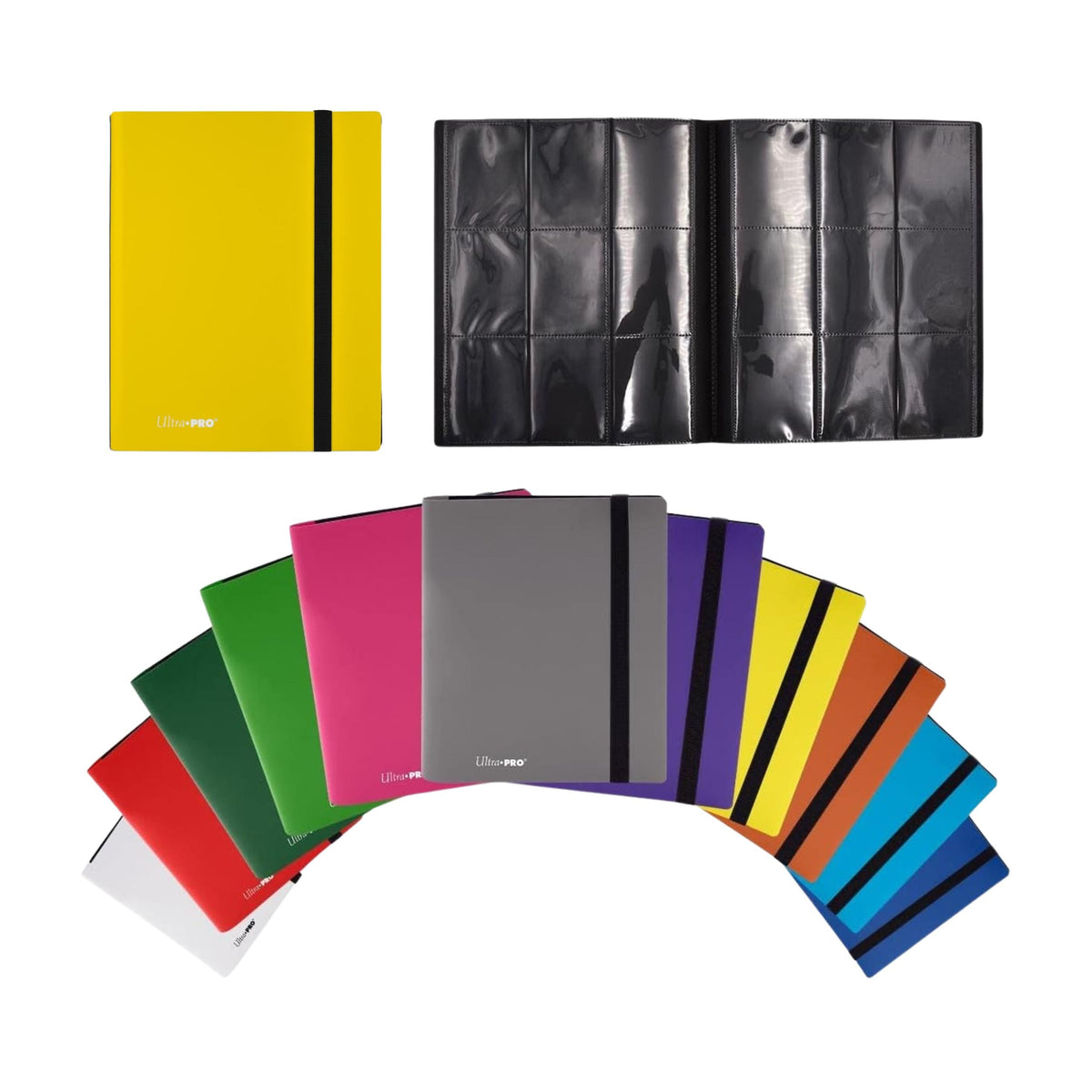 Ultra PRO 9-Pocket PRO-Binder – Lemon Yellow | Holds 360 Cards | Side-Loading, Archival-Safe, Non-PVC, Elastic Strap Closure