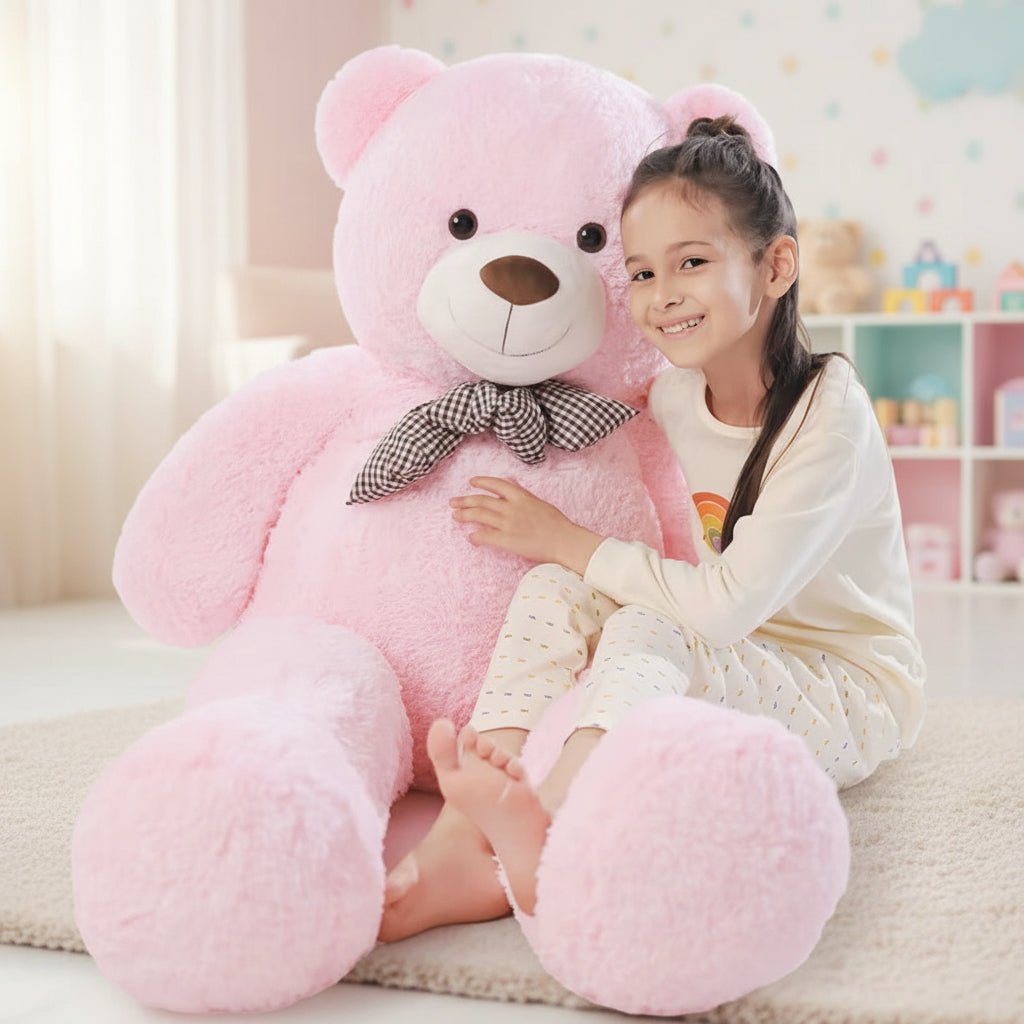 White Plush Bear Stuffed Animal with Bow Tie and 120cm Height for Kids