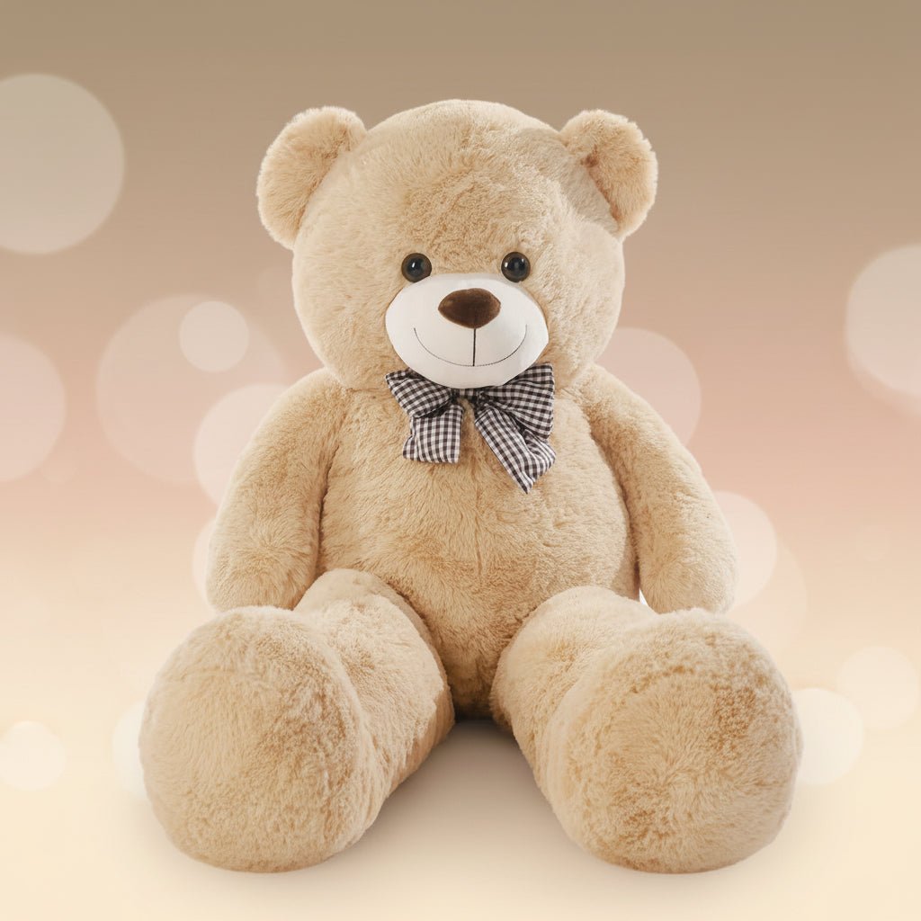 White Plush Bear Stuffed Animal with Bow Tie and 120cm Height for Kids