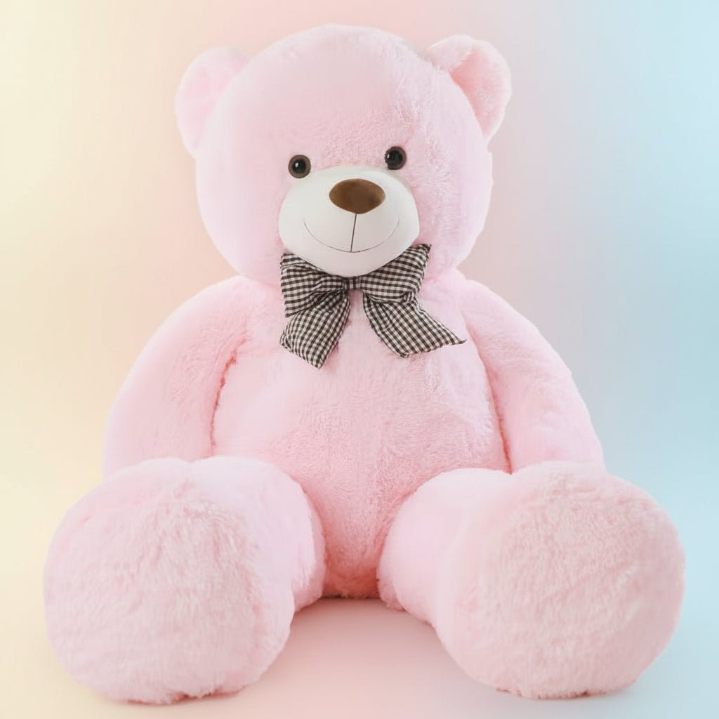 White Plush Bear Stuffed Animal with Bow Tie and 120cm Height for Kids