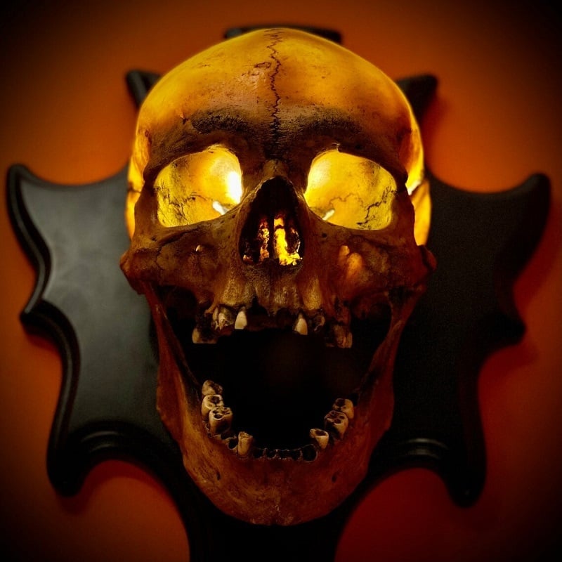 Resin Skull Nightlight with LED Glow and Sound Module